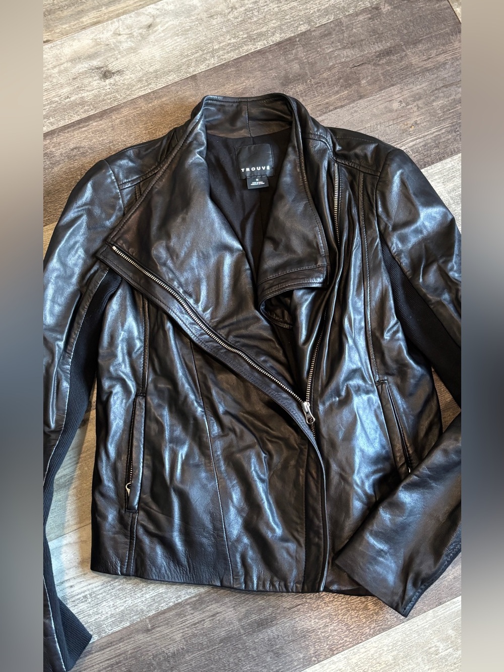 TROUVE Moto genuine black Leather Jacket size M
